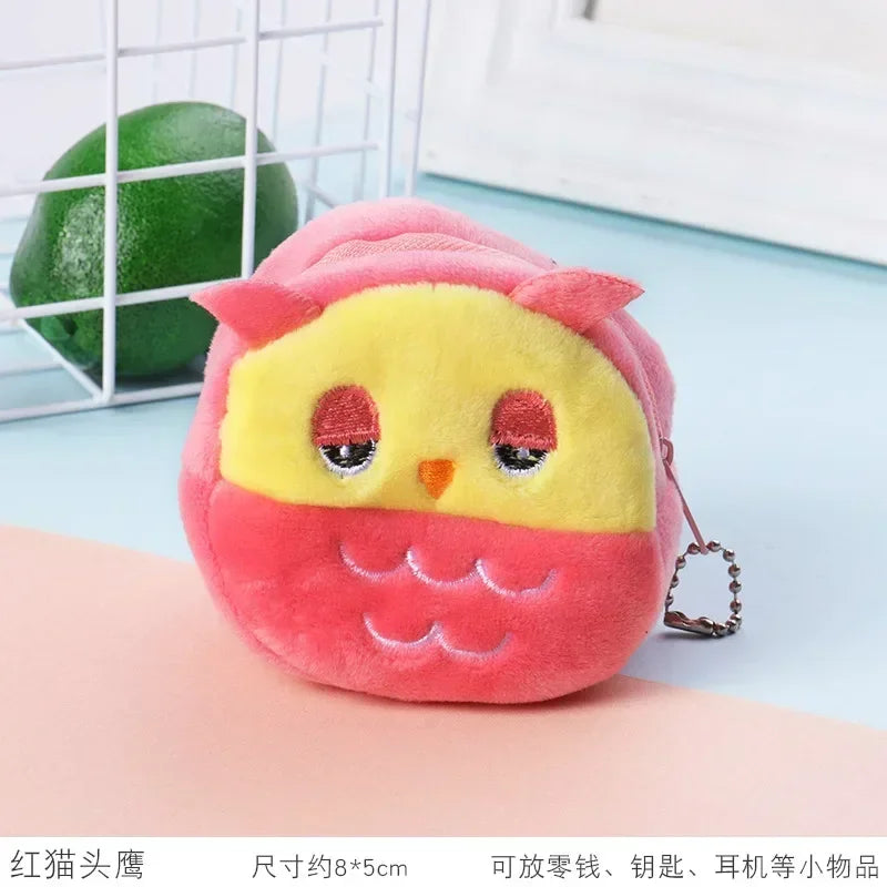 Cute Animal Plush Coin Purse | Zipper Change Purse with Keychain Mini Wallet alternate view