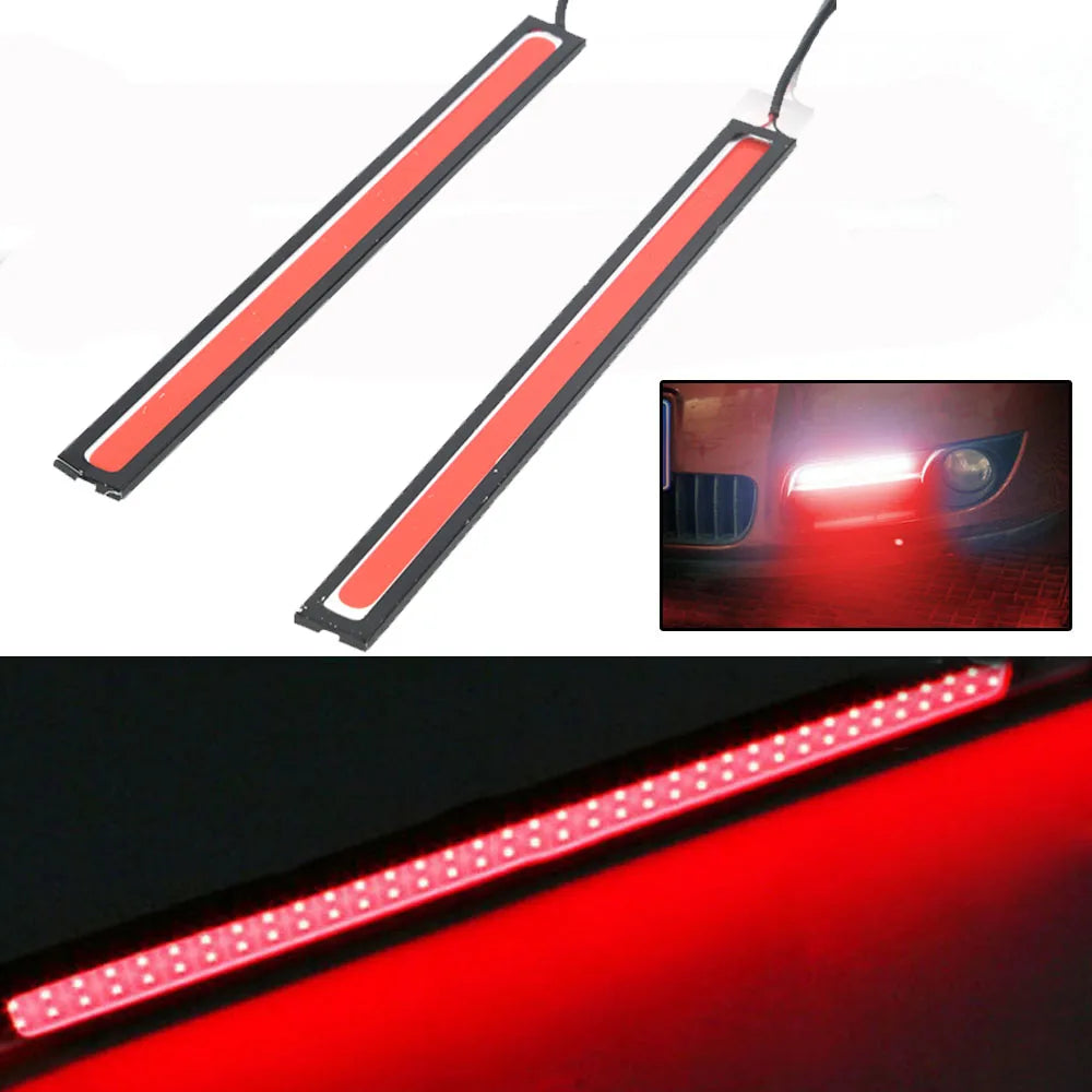 2Pcs 17cm COB Red LED Fog Light Strip | 12V DRL Waterproof Driving Lamp for Cars alternate view