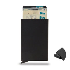 RFID Blocking Slim Wallet | Minimalist Metal Card Holder close-up view