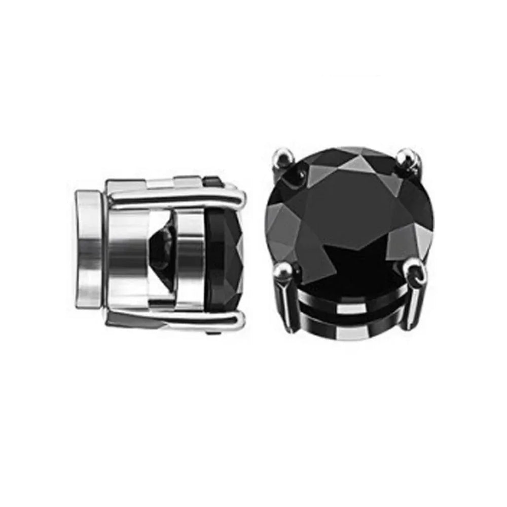 2pcs Punk Mens Strong Magnet Magnetic Ear Stud Set,Non Piercing Cross Clip-on Earrings S detail view