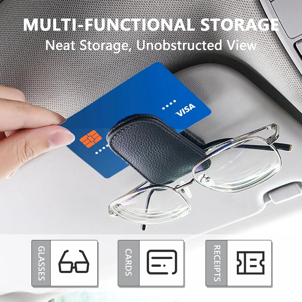 Sunglasses Holder Is Suitable for Car Sun shades Magnetic Leather Sunglasses Clip and Ti detail view