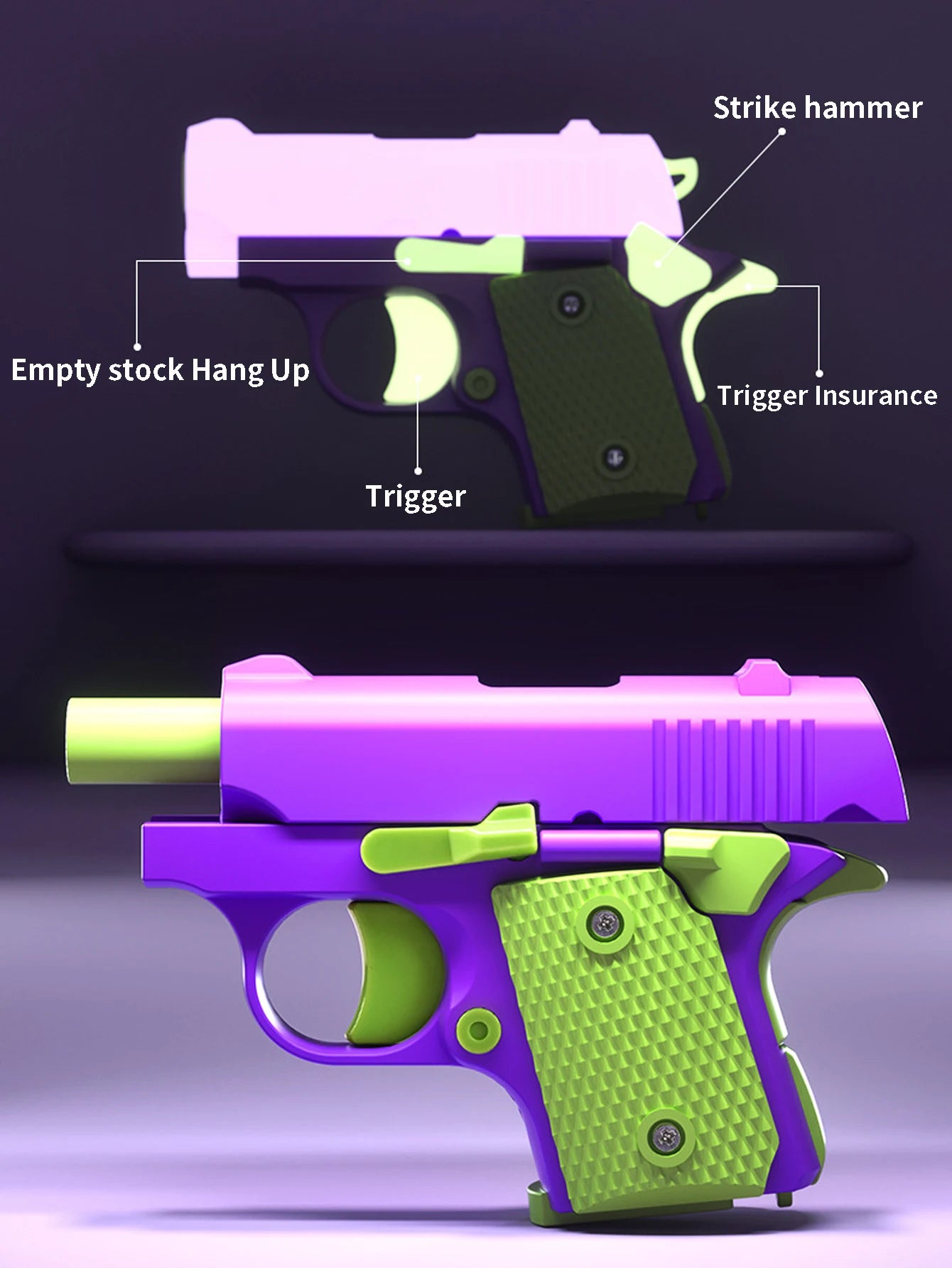 Mini M1911 Mechanical Linkage Toy Gun | Non-Launchable Fidget Toy Model detail view