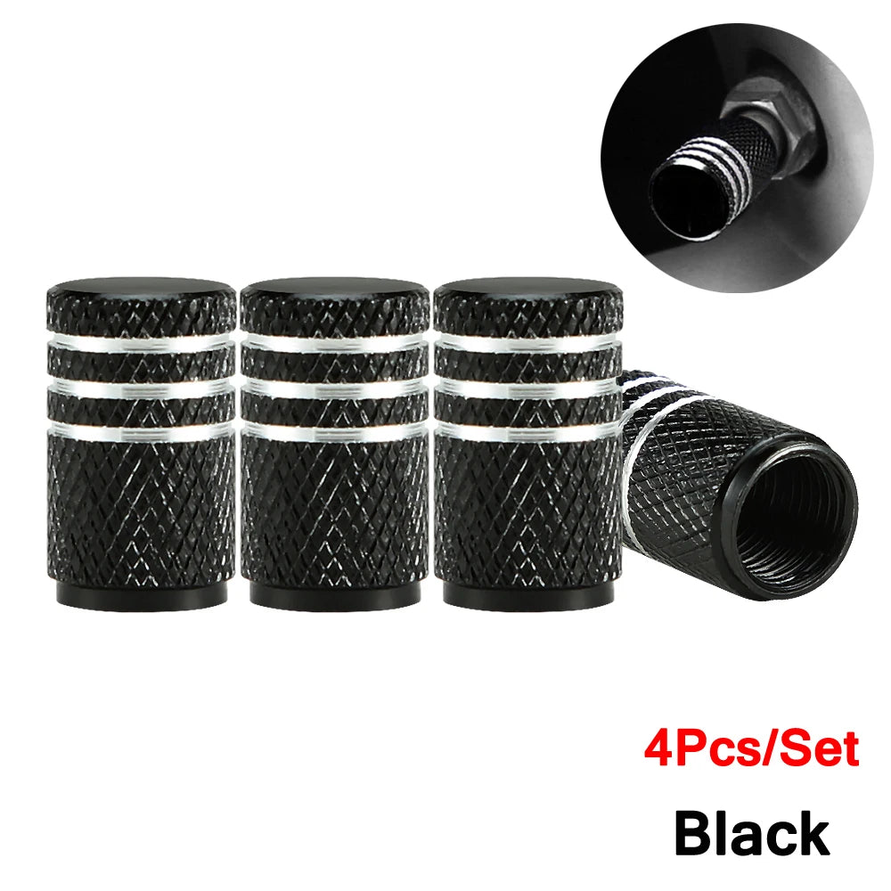 DSYCAR 4Pcs Silver Car Tire Valve Stems Cap Knurling Style Tire Valve Cap Aluminum Ti alternate view