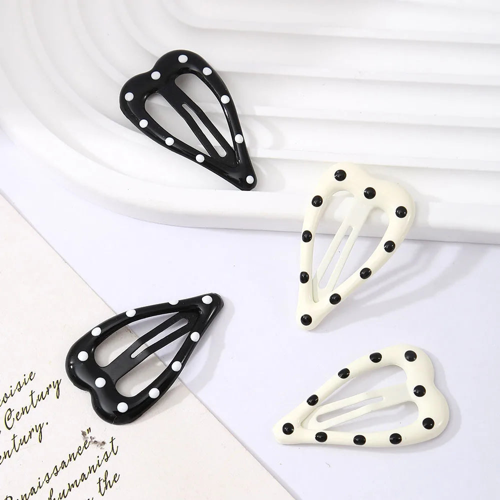 Vintage Dot Metal Hair Clips Set