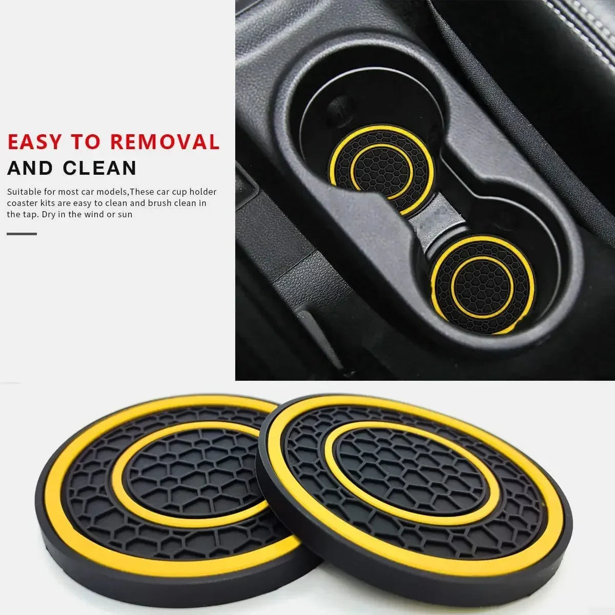 New 2-piece Anti Slip Mat Car Coaster Durable Car Cup Holder Coaster Universal Dust-proof Protection for Car Interior