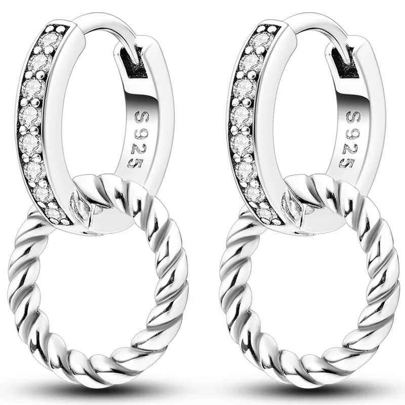 Hot Classic Original 925 Sterling Silver Earrings Colorful Circle Hoop Earrings For Wo close-up view