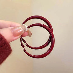 Red Big Round Hoop Earrings for Women | Trendy Geometric Huggie Jewelry close-up view