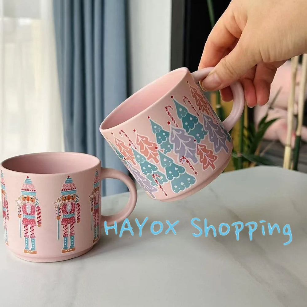 Creative Vintage Christmas Mug Gift Ceramic Mug Couples Drink Cup Home Cafe Coffee additional angle