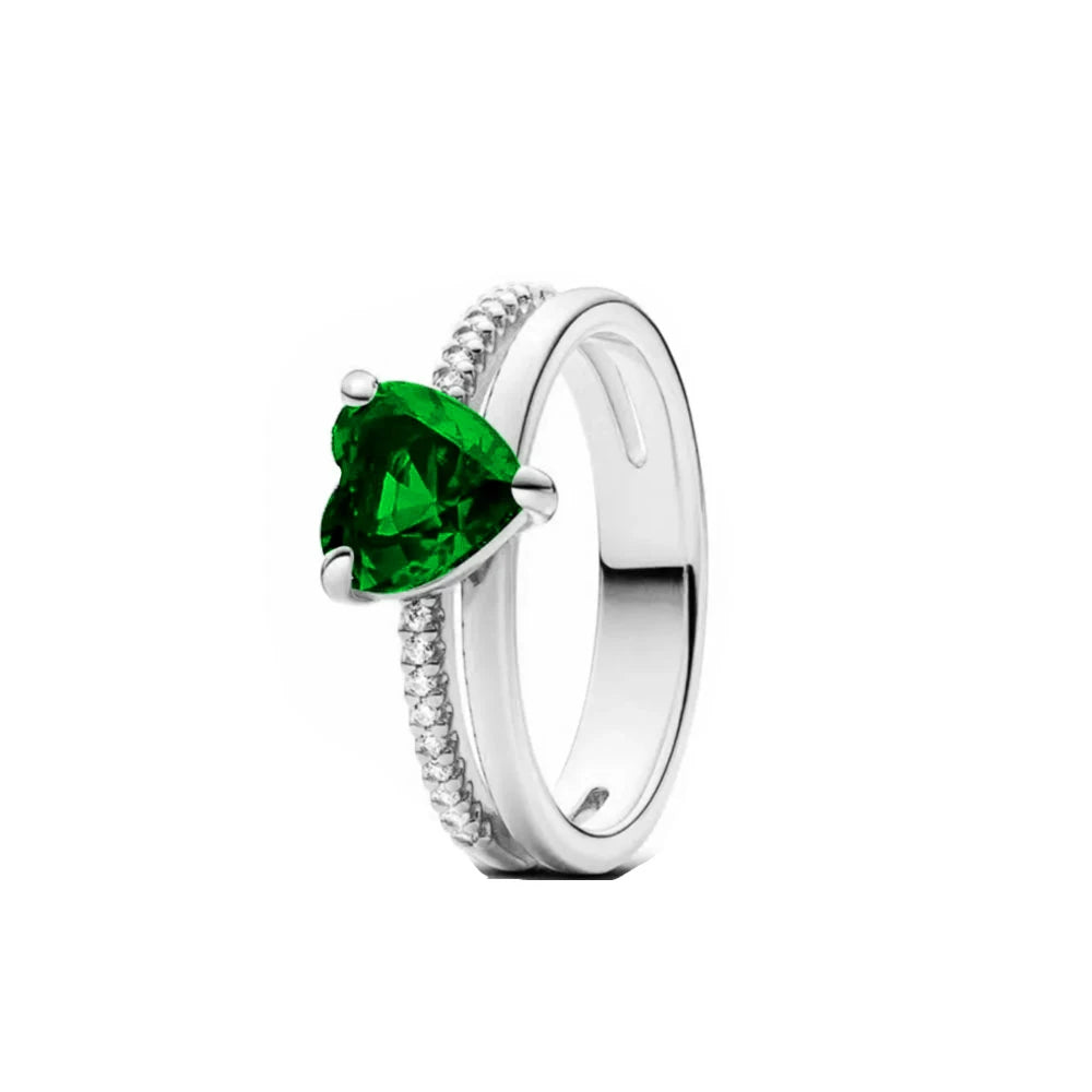 Hot Selling 925 Silver Blue, Green, Heart-Shaped Square Ring Suitable For Women's Exq lifestyle view