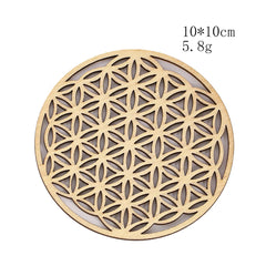 Wooden Sacred Geometry Wall Hanging | Rustic Yoga Meditation Decor close-up view