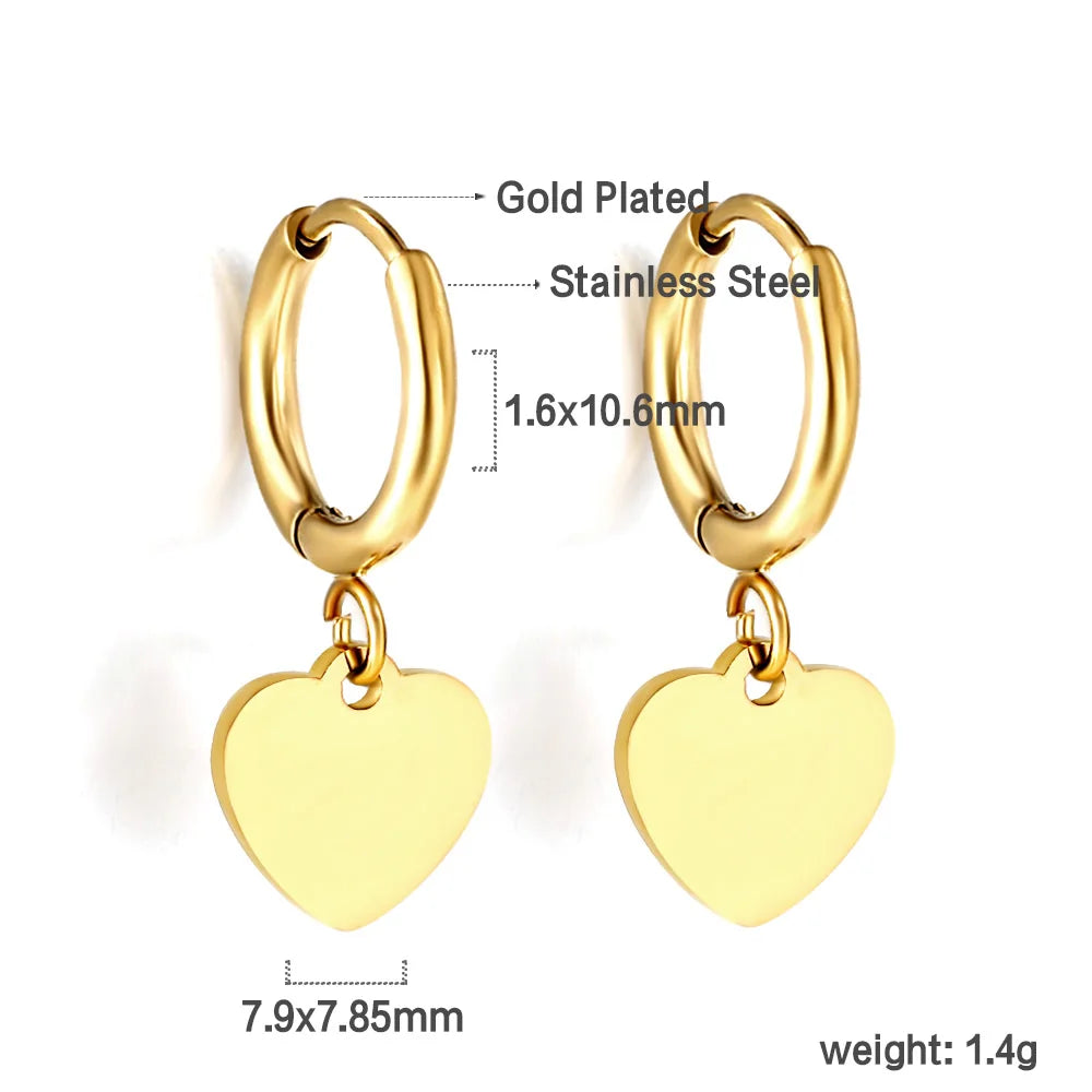 LUXUSTEEL Trendy Cross Women's Stainless Steel Hoop Earrings Colorful Metal Stud Drop Earrings Fashionable Jewelry Gift