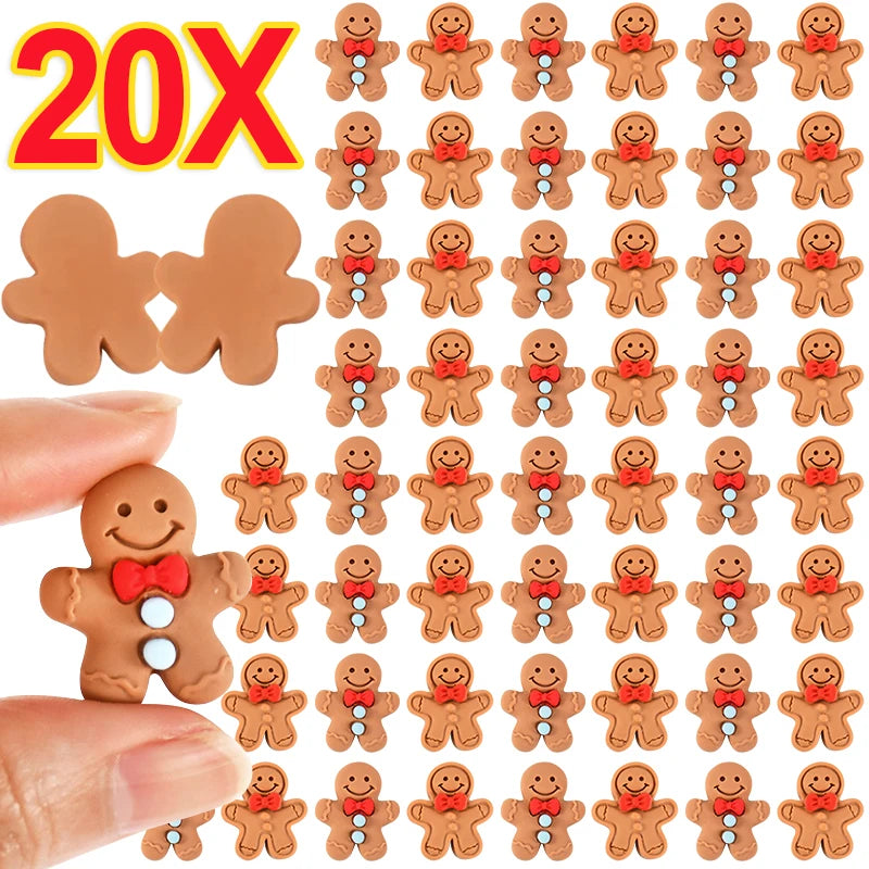 Christmas Gingerbread Man Resin Flatback Cabochon Figurine Set
