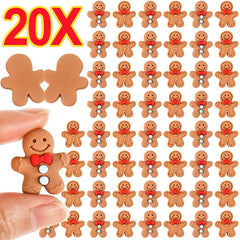 Christmas Gingerbread Man Resin Flatback Cabochon Figurine Set