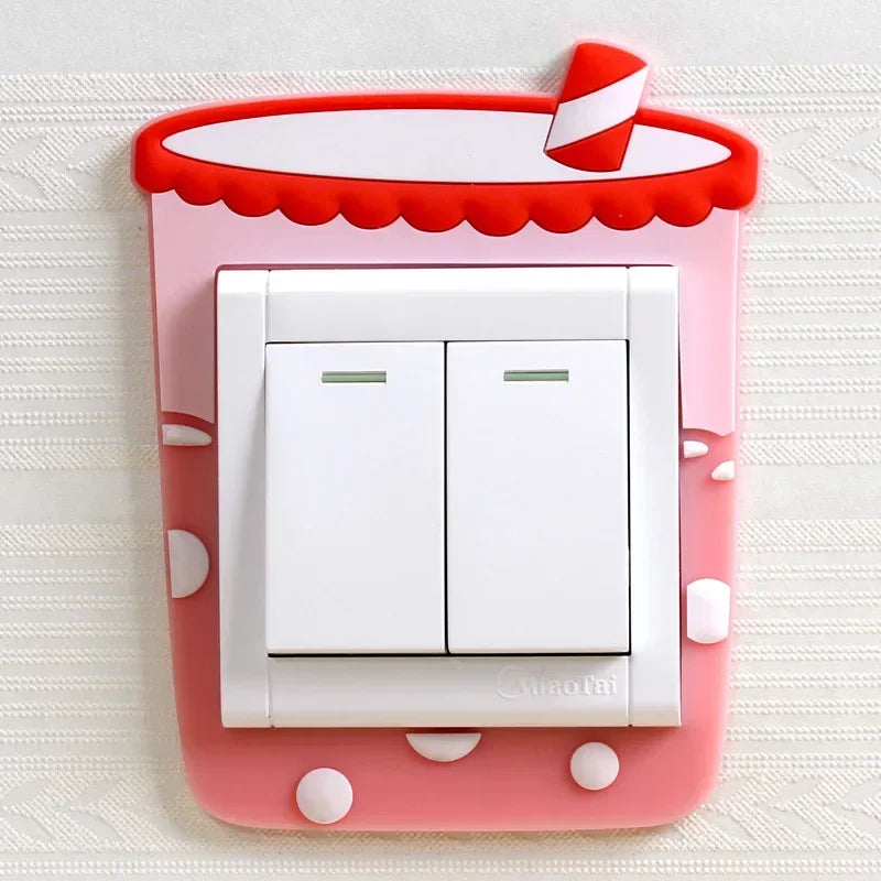 Luminous Silicone Switch Cover | Kawaii Cartoon Animal 3D Sticker for Kids Room lifestyle view