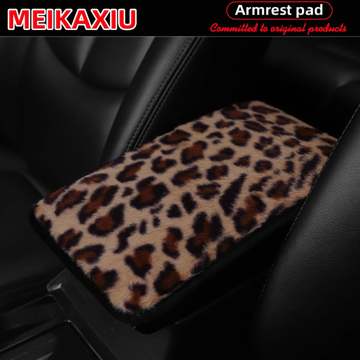 Artificial Rabbit Fur Leopard Print Car Armrest Pad