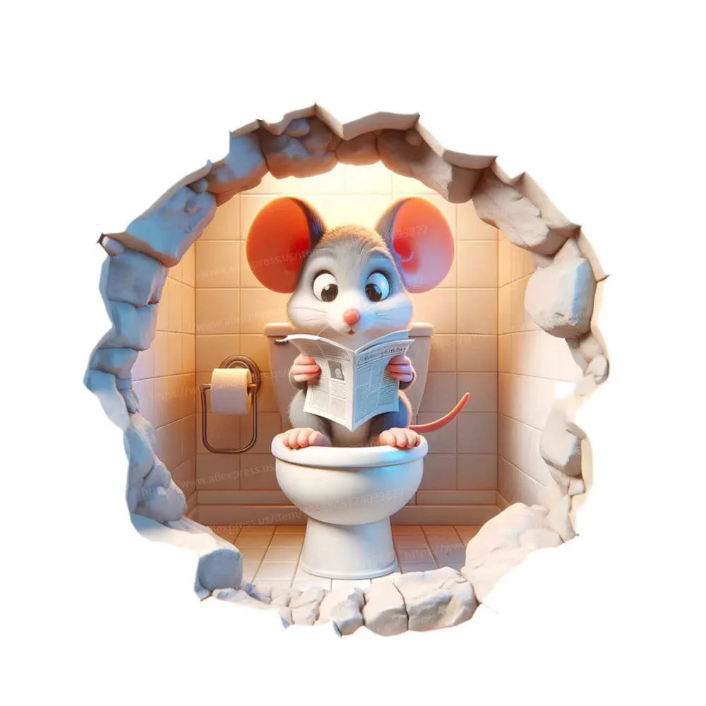 Cute Cartoon Mouse Hole Wall Sticker | Funny Rats Decals for Kids Bedroom Decoration lifestyle view