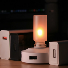 USB LED Flashing Candle Light | 5V Flame Night Light with Frosted Clear Glass and Touch detail view