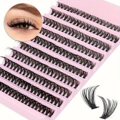 200pcs Lash Clusters Natural Look Wispy Lashes 9-16mm D Curl Eyelash Extensions Fluffy 3D Thick Volu