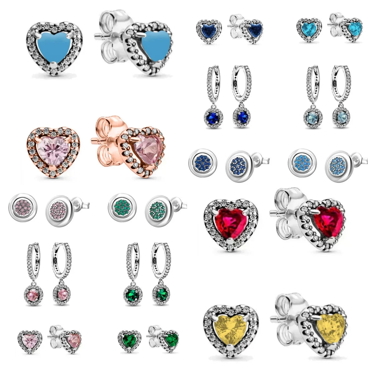 2026 Hot Selling 925 Sterling Silver Heart-Shaped Colored Zircon Exquisite Earrings, Suitable For Gi