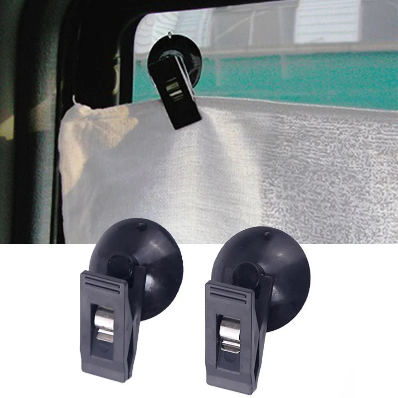 1 Pair Car Interior Window Clip Mount Black Suction Cap Clip Plastic Sucker Removable Holder For Sun