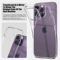 Luxury Clear Silicone Phone Case For iPhone 16 15 14 13 12 11 Pro Max XR X XS 7 8 Plus close-up view