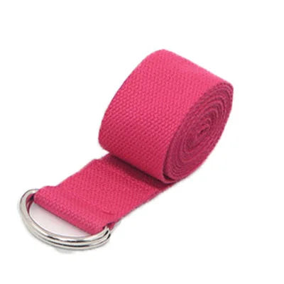 Cotton Yoga Strap with D-Ring Buckle | Adjustable Non-Elastic Stretching Belt for Pila close-up view