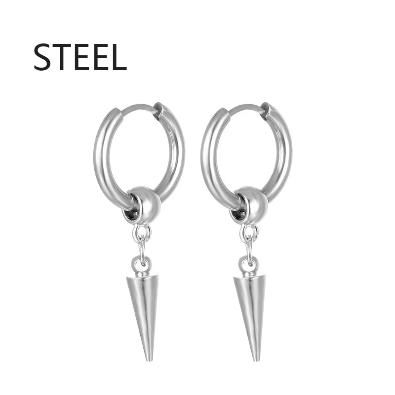 1 Pairs Fashion Punk Gothic Stainless Steel Drop Earrings Studs for Women Men Gothic lifestyle view