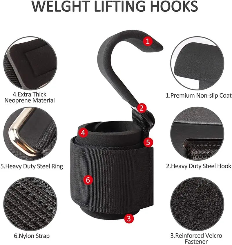 Weight Lifting Hook Grips with Wrist Wraps | Gym Fitness Hand Bar Straps detail view