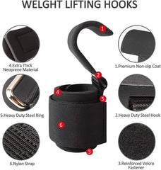 Weight Lifting Hook Grips with Wrist Wraps | Gym Fitness Hand Bar Straps detail view