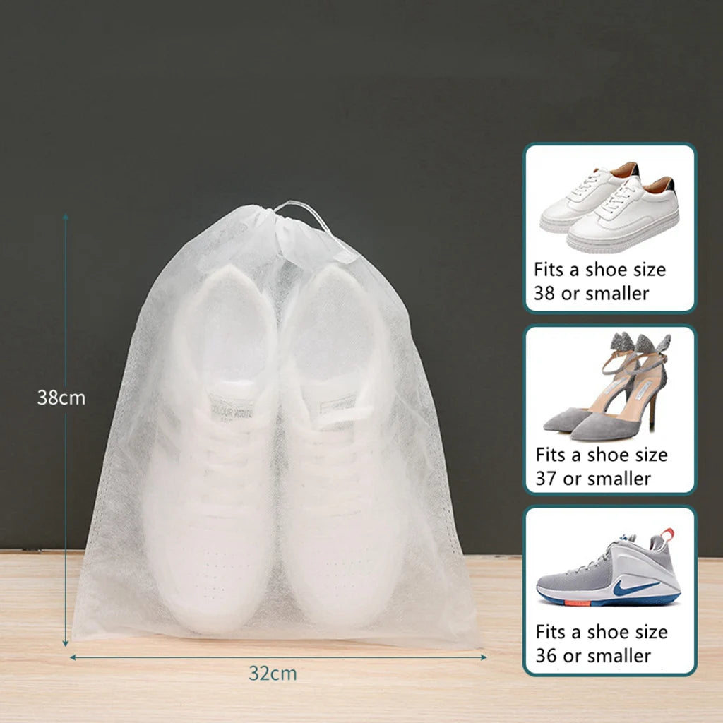 10pcs Shoes Storage Bag Closet Organizer Non-woven Travel Portable Bag Waterproof Pock close-up view