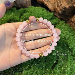 Natural Stone Pink Quartz With Rhodonite Bead Bracelet Women Simple Design Handmade S alternate view