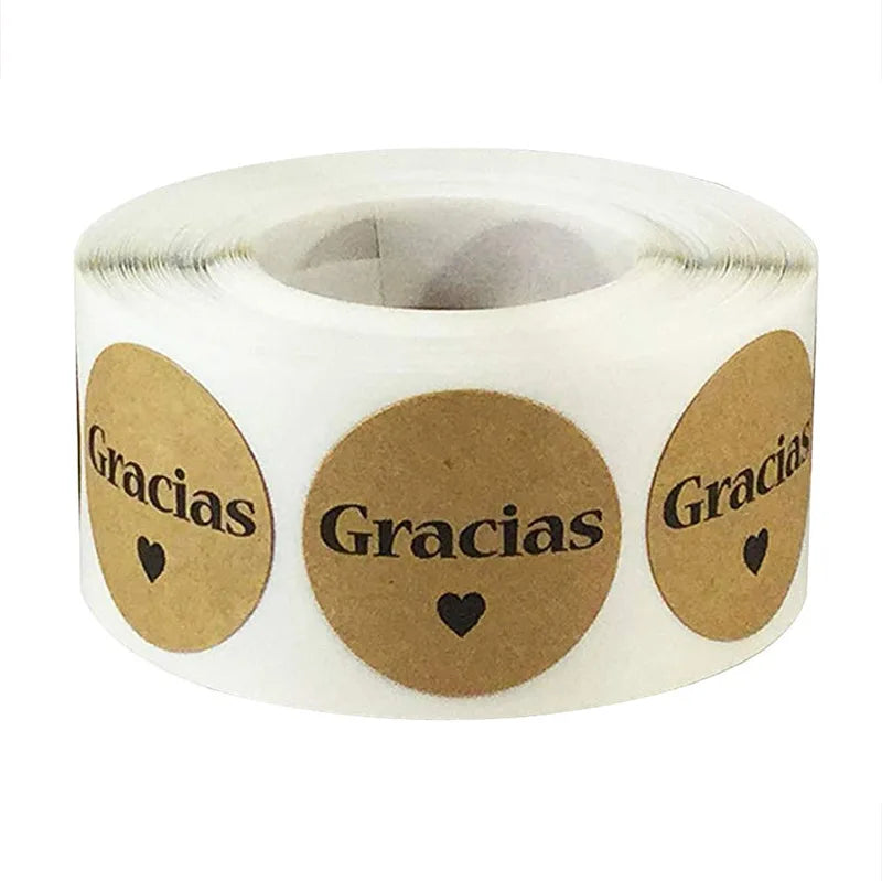Kraft Gracias Spanish Thank You Sticker Seals | 1 Inch Envelope Stickers alternate view