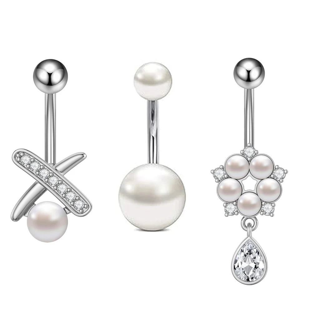 Belly Button Piercings Set Dangled Curved Navel Piercing Ombligo Pack Belly Rings Jew alternate view