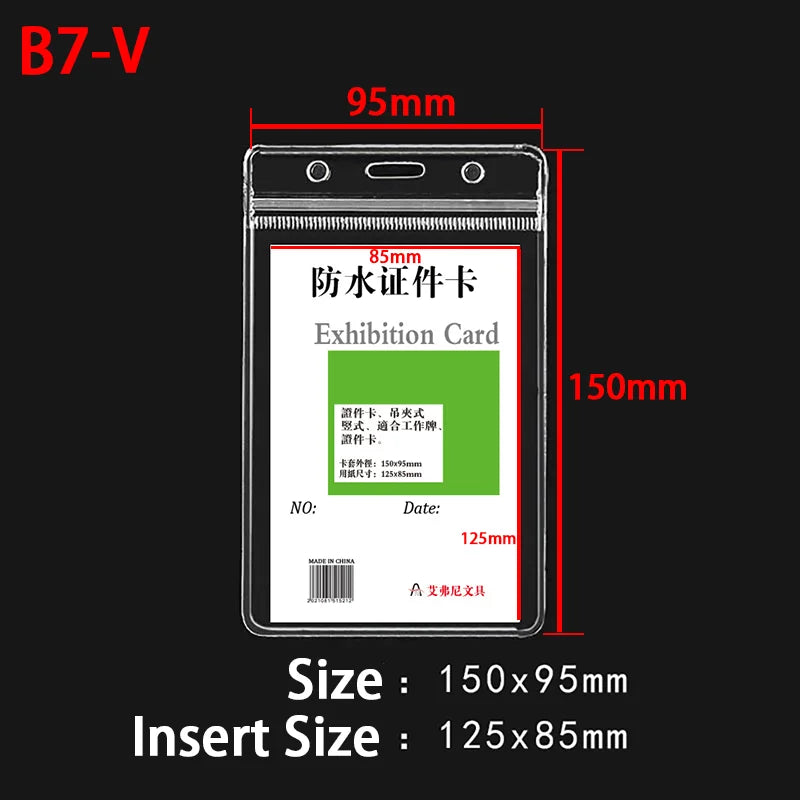 10pcs Waterproof Vertical/horizon Transparent PVC Plastic Work Zipper Badges ID Card alternate view