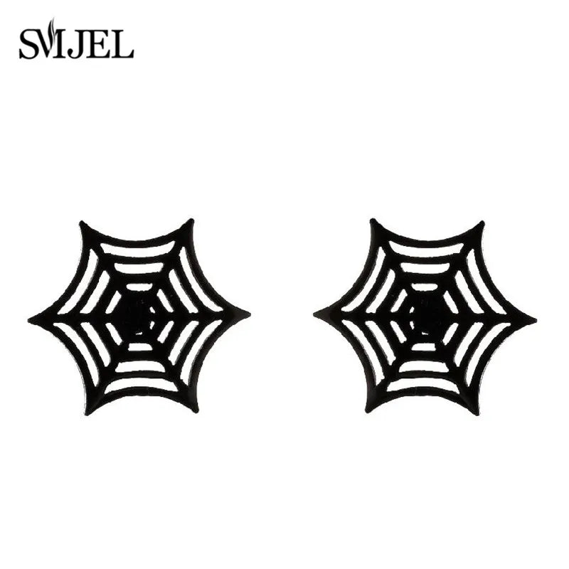 Punk Halloween Earring Black Stainless Steel Ghost Pirate Skull Stud Earrings Women additional angle