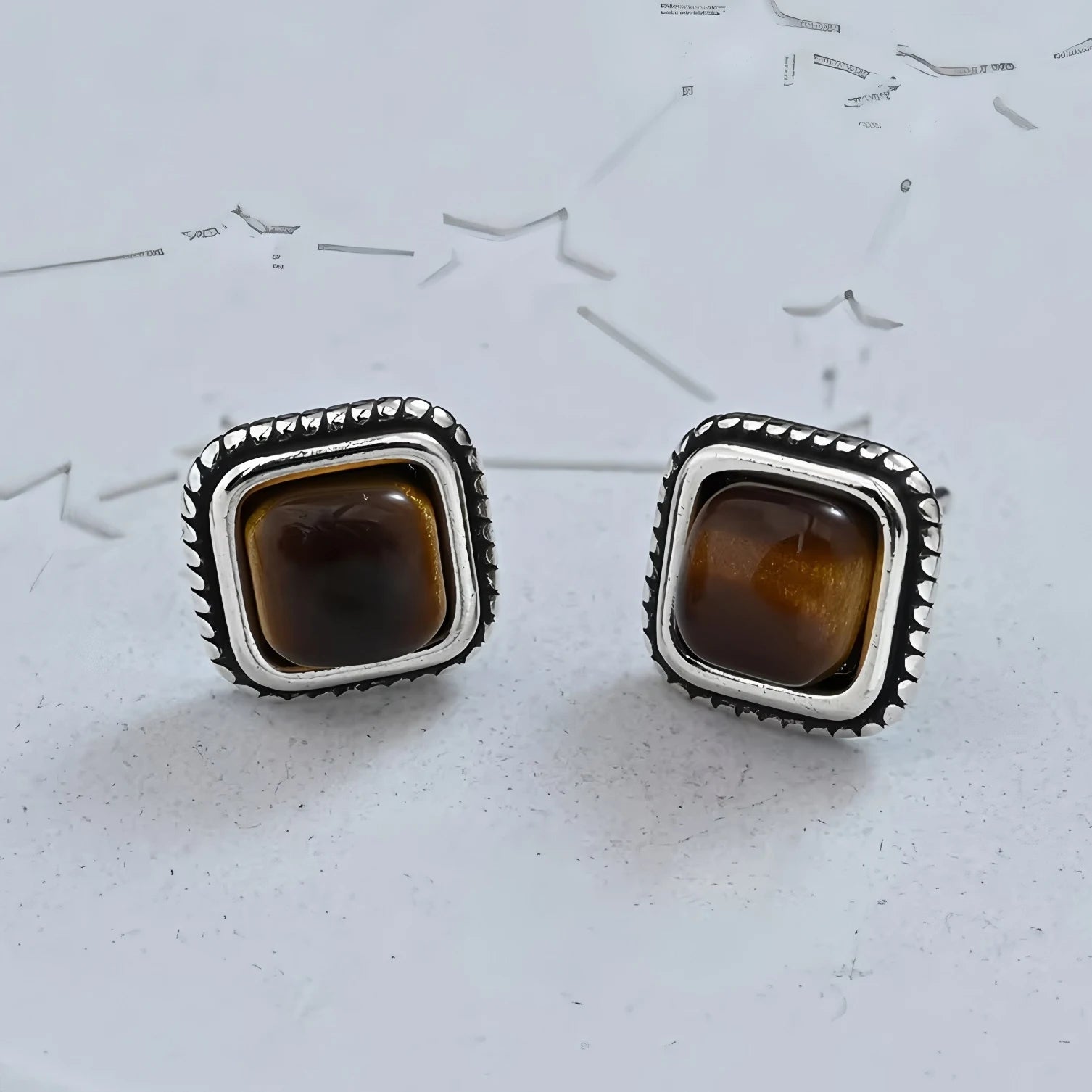 PANJBJ925 Sterling Silver Frosting Hoop Earrings For Women Texture Geometry Design additional angle