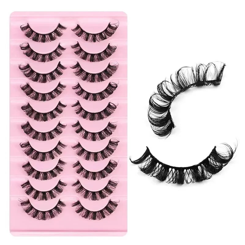 10Pairs 3D Mink Lashes Russian Strip Lash Dramatic False Eyelashes Faux Cils Makeup F alternate view