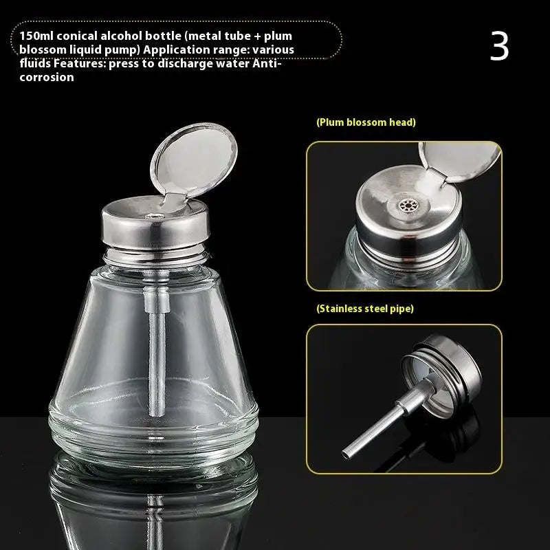 Nail Storage Refillable Glass Bottles Empty Liquid Press Pump Dispenser Nail Art Polish detail view