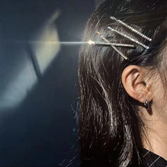 3pcs Shiny Hairpins Fine Rhinestone Particles Gold Color Thin Hairpins Woman's Hair Accessories