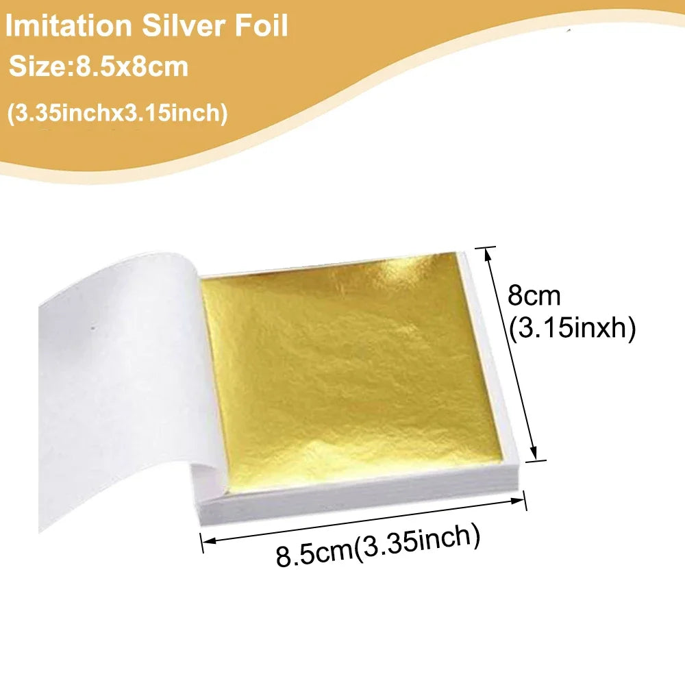 Imitation Gold Leaf Sheets for Crafts | 100pcs Metallic Foil Paper additional angle