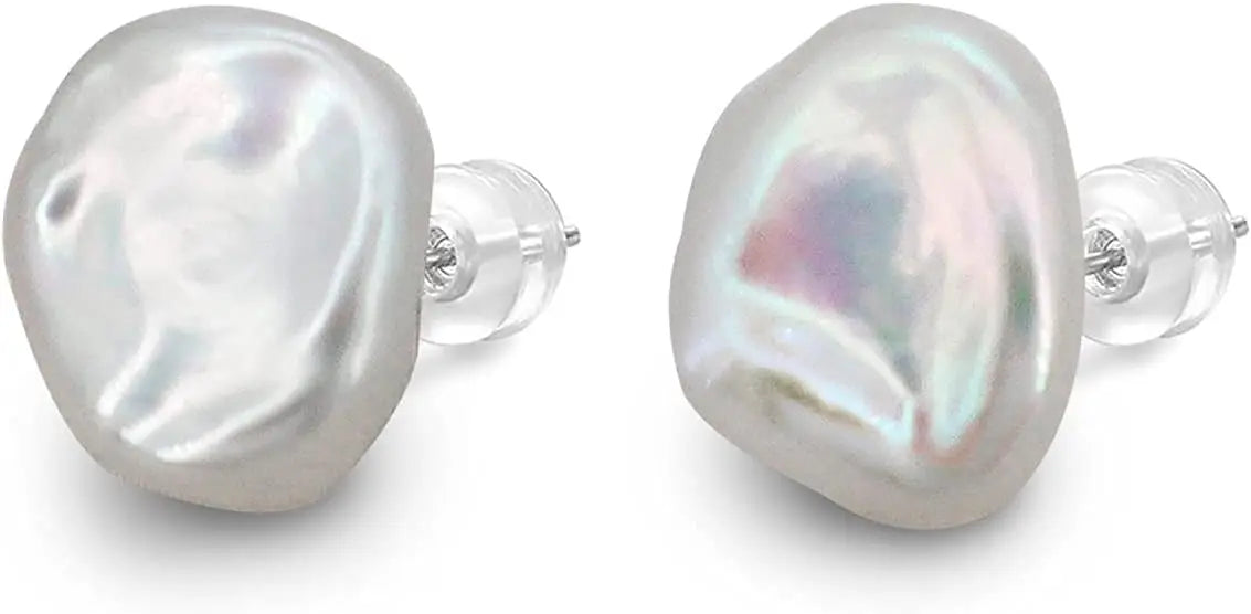 Dainashi 7-8mm Baroque Freshwater Pearl Earrings S925 Sterling Silver Keshi Pearl Stu alternate view