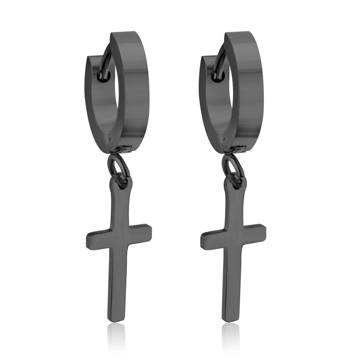 LUXUSTEEL Trendy Cross Women's Stainless Steel Hoop Earrings Colorful Metal Stud Drop Earrings Fashionable Jewelry Gift