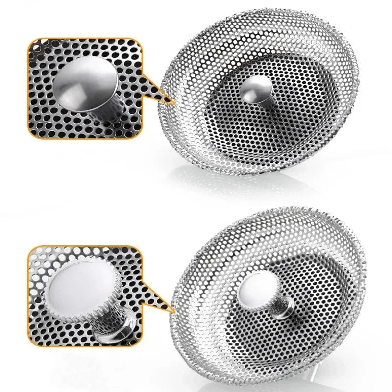 Waste Plug Kitchen Sink Strainer Replacement Basin Drain Filter Stainless Steel Shower close-up view