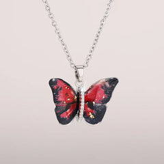 Huitan Aesthetic Butterfly Pendant Necklace for Women Silver Color/Gold Color Inlaid S close-up view