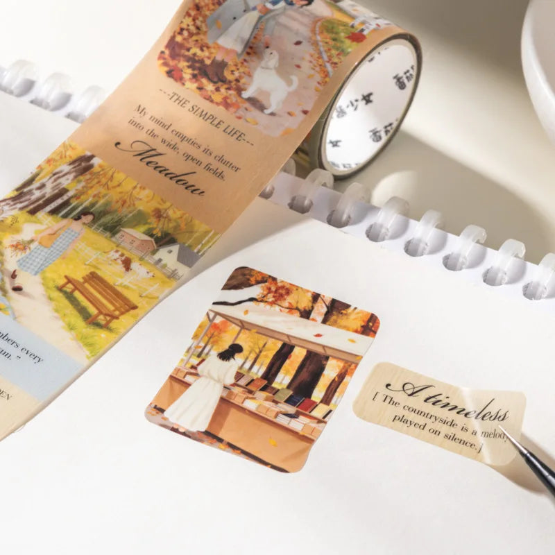 Leisure Holiday Vacation PET Die-Cut Tape Sticker Roll | 4.5x200cm for Journal Scra additional angle