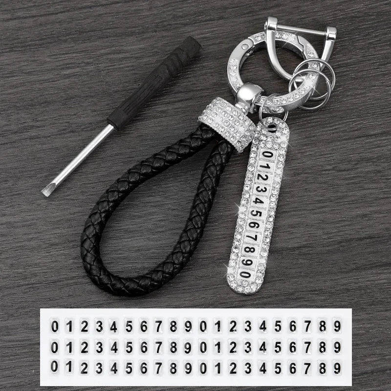 Leather Braided Keychain with Phone Number Card | Anti-Lost Car Key Holder lifestyle view