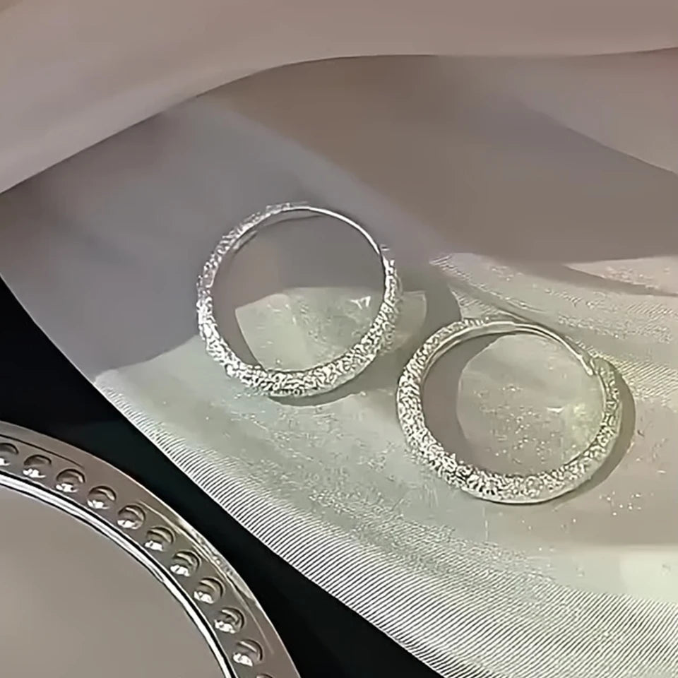 Pure Silvery Earrings For Women Frosted Sparkling Starry Circle Earrings Valentine' additional angle