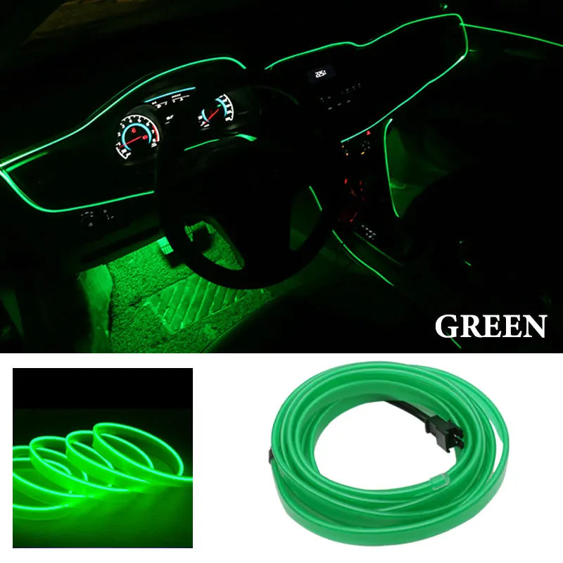 1M/2M/3M/5M Car Interior Led Decorative Lamp EL Wiring Neon Strip For Auto DIY Flexib alternate view