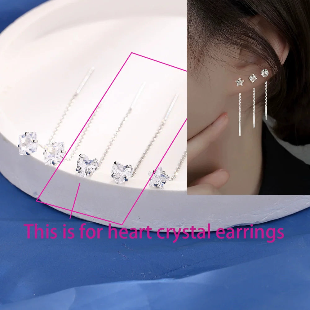 Ventfille 925 Sterling Silver Star Earring for Women Girl Simple Tassels Chain Fashio lifestyle view