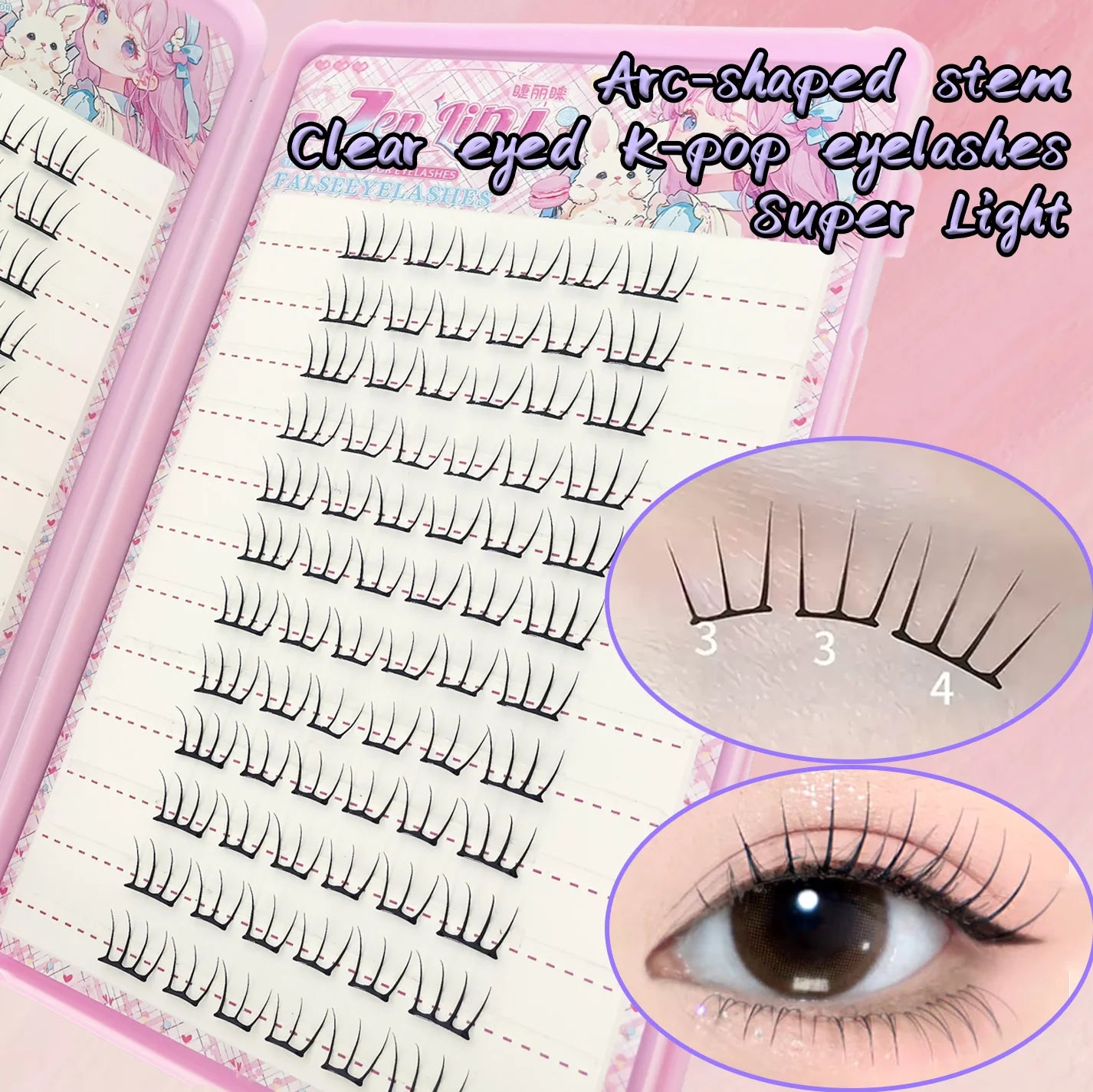 Self Adhesive False Eyelashes No Glue Needed | K-pop 2.0 Style Natural Long Cluster L alternate view